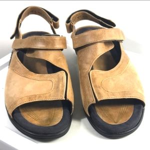 Xsensible Leather Ladies' Walking Sandal 8.5 W Tan Durable Supportive Wide